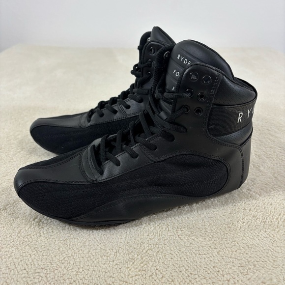 Ryderwear D Mak Black Weightlifting High Top Shoes Men Size 9 Lace Up Sneakers - Picture 2 of 9